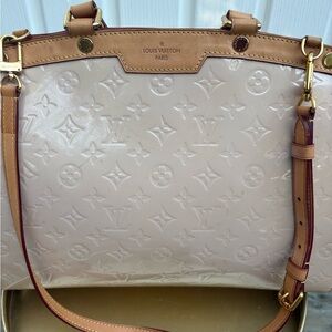 Louis Vuitton Tan and Cream Embossed Shoulder Bag
